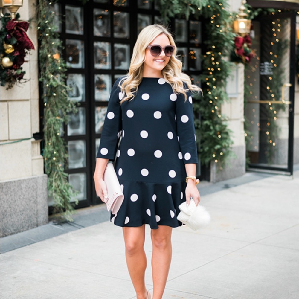 Kate Spade Navy and White Polka Dot Dress